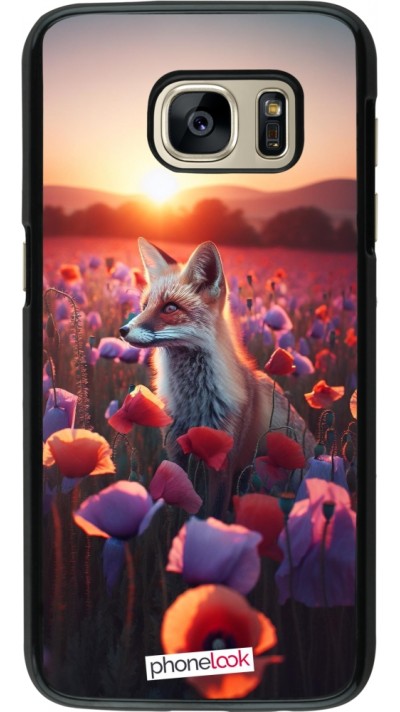 Samsung Galaxy S7 Case Hülle - Purpurroter Fuchs bei Dammerung