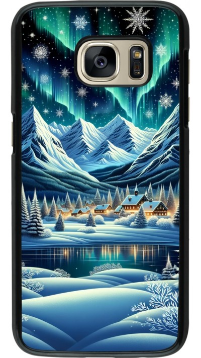 Coque Samsung Galaxy S7 - Snowy Mountain Village Lake night