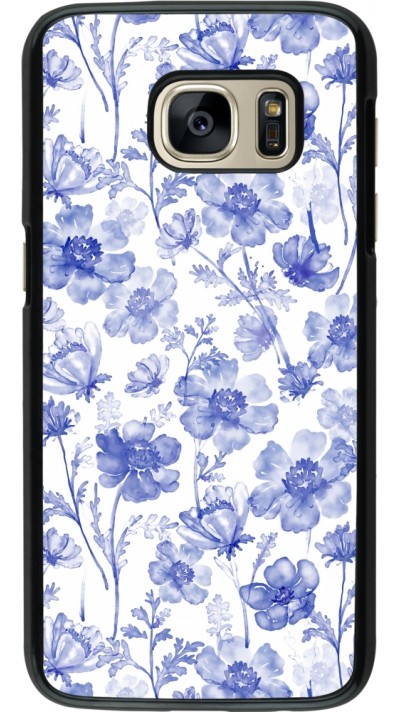 Samsung Galaxy S7 Case Hülle - Spring 23 watercolor blue flowers