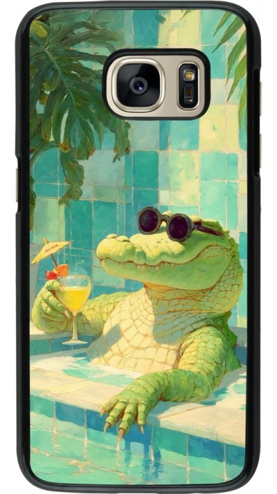 Coque Samsung Galaxy S7 - Crocodile in the swimming pool Summer 2026