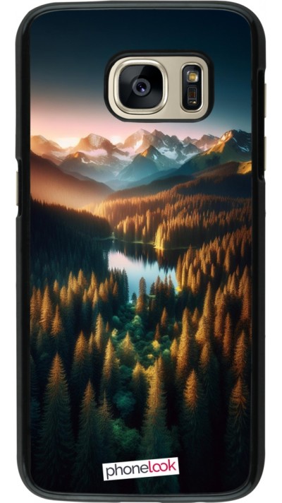 Samsung Galaxy S7 Case Hülle - Sonnenuntergang Waldsee