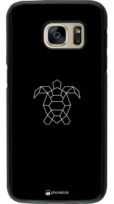 Coque Samsung Galaxy S7 - Turtles lines on black