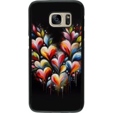 Samsung Galaxy S7 Case Hülle - Valentin 2024 Schwarzes Herz Abstrakt