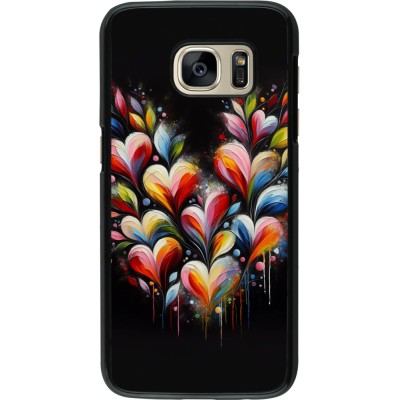 Coque Samsung Galaxy S7 - Valentine 2024 Coeur Noir Abstrait