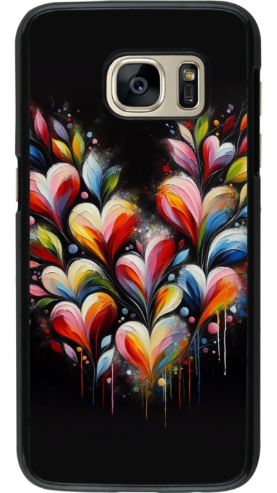 Coque Samsung Galaxy S7 - Valentine 2024 Coeur Noir Abstrait