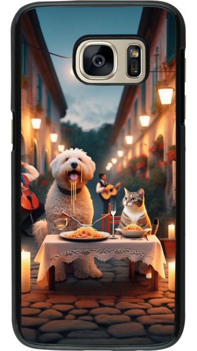 Samsung Galaxy S7 Case Hülle - Valentin 2024 Hund & Katze Kerzenlicht