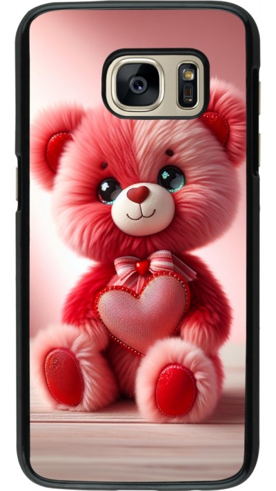 Samsung Galaxy S7 Case Hülle - Valentin 2024 Rosaroter Teddybär