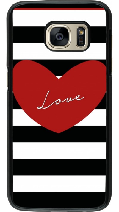 Coque Samsung Galaxy S7 - Valentine 2023 heart black and white lines