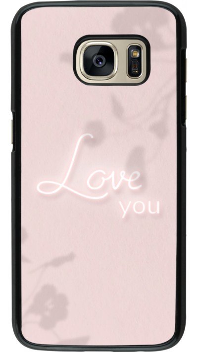 Coque Samsung Galaxy S7 - Valentine 2023 love you neon flowers shadows