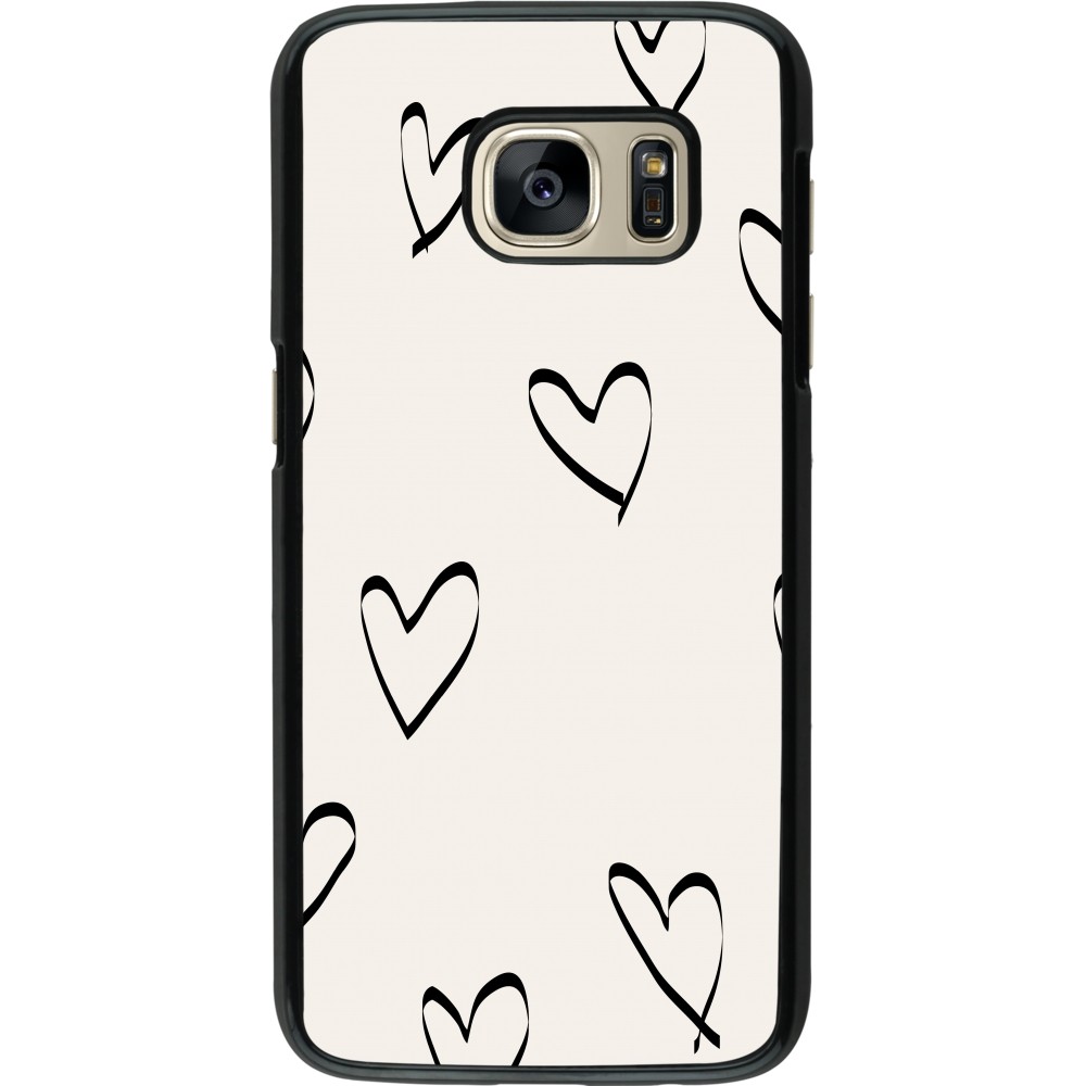 Samsung Galaxy S7 Case Hülle - Valentine 2023 minimalist hearts