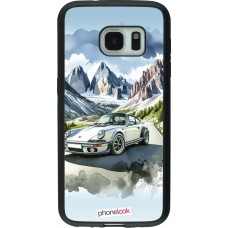 Samsung Galaxy S7 Case Hülle - Silikon schwarz Porsche 911 Berg Aquarell