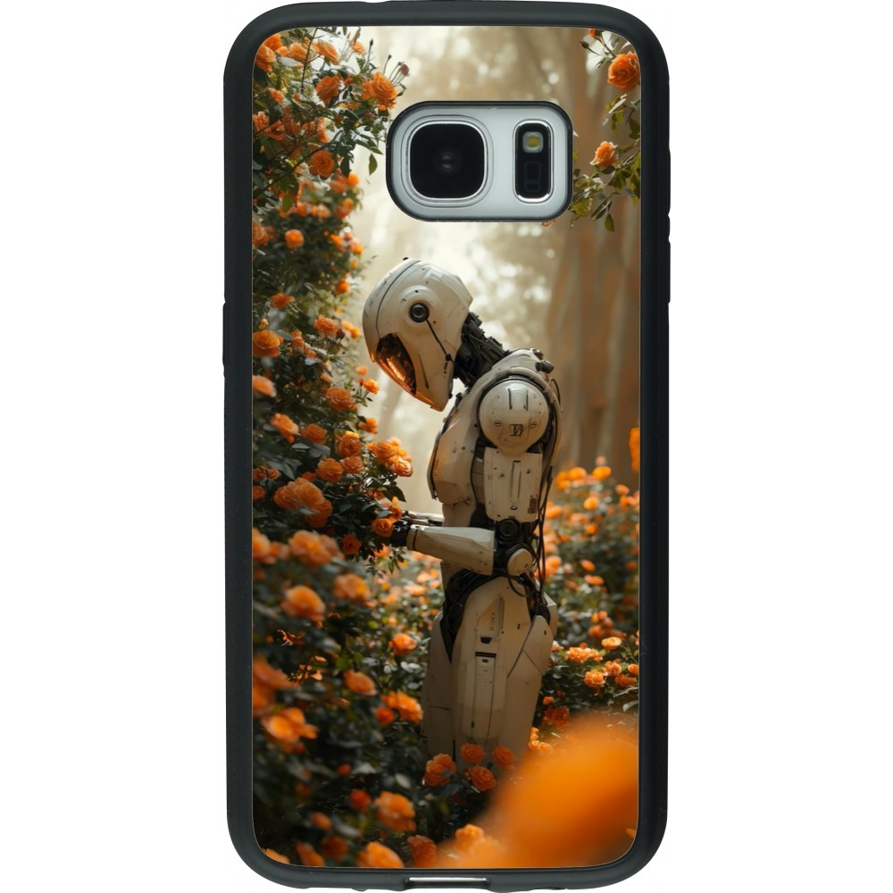 Coque Samsung Galaxy S7 - Silicone rigide noir Astronaut flowers 2025