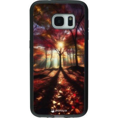 Coque Samsung Galaxy S7 - Silicone rigide noir Automne doré glare