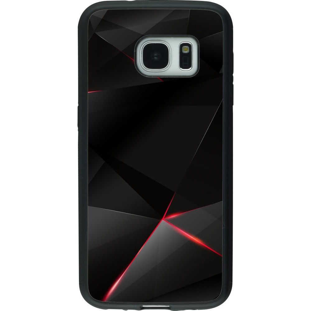 Coque Samsung Galaxy S7 - Silicone rigide noir Black Red Lines