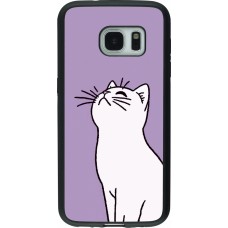Samsung Galaxy S7 Case Hülle - Silikon schwarz Chat auf lila Hintergrund