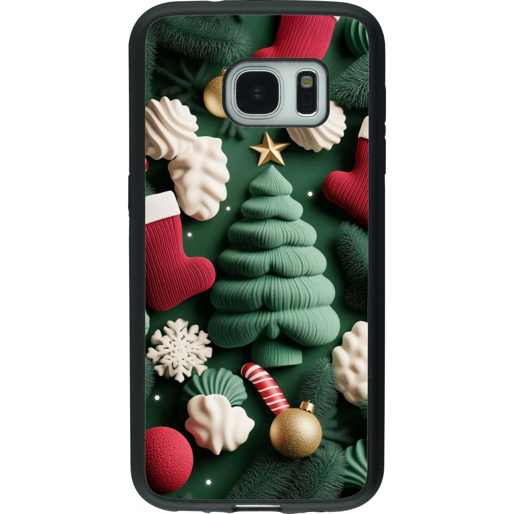 Coque Samsung Galaxy S7 - Silicone rigide noir Christmas 25 Christmas textiles