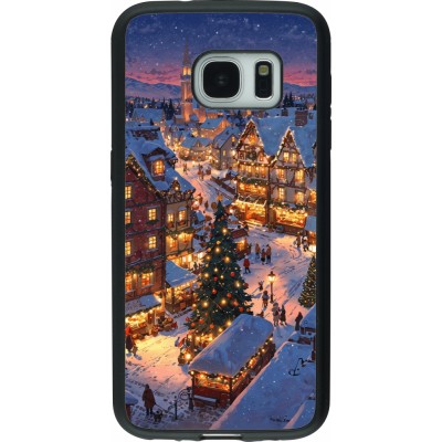 Coque Samsung Galaxy S7 - Silicone rigide noir Christmas 25 Xmas Village