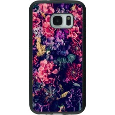Coque Samsung Galaxy S7 - Silicone rigide noir Flowers Dark