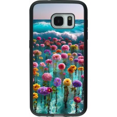 Coque Samsung Galaxy S7 - Silicone rigide noir Flower sea waves
