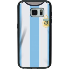 Coque Samsung Galaxy S7 - Silicone rigide noir Maillot de football Argentine 2022 personnalisable