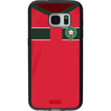 Coque Samsung Galaxy S7 - Silicone rigide noir Maillot de football Maroc 2022 personnalisable