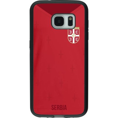 Coque Samsung Galaxy S7 - Silicone rigide noir Maillot de football Serbie 2022 personnalisable