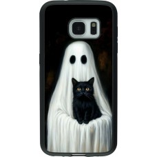 Coque Samsung Galaxy S7 - Silicone rigide noir Halloween 2025 Ghost with black cat