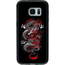 Samsung Galaxy S7 Case Hülle - Silikon schwarz Japanese style Dragon Tattoo Red Black
