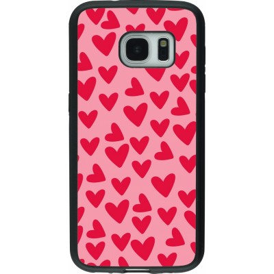 Coque Samsung Galaxy S7 - Silicone rigide noir Mom 2024 petits coeurs