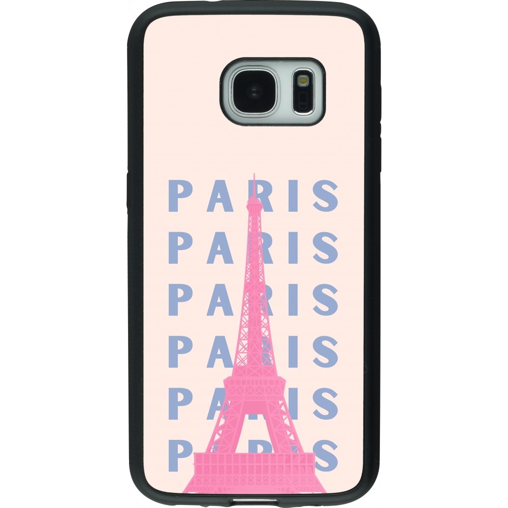 Samsung Galaxy S7 Case Hülle - Silikon schwarz Paris Pink Print