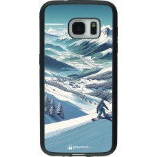 Coque Samsung Galaxy S7 - Silicone rigide noir Snowboarder Montagne