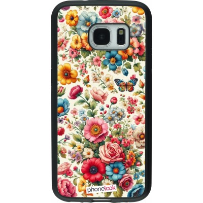 Coque Samsung Galaxy S7 - Silicone rigide noir Spring 25 printemps fleuri