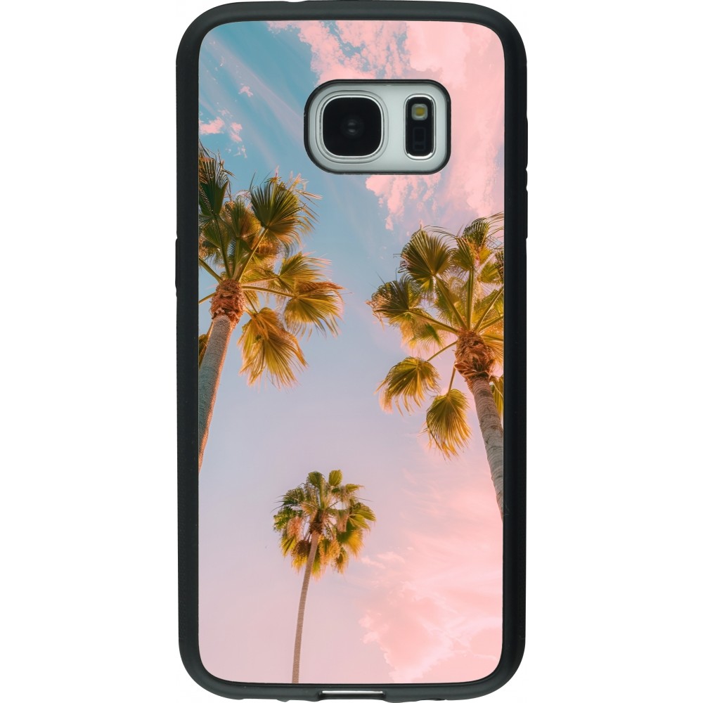Coque Samsung Galaxy S7 - Silicone rigide noir Summer 2025 Palmiers