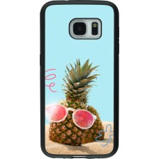 Coque Samsung Galaxy S7 - Silicone rigide noir Pineapple with glasses Summer 2026