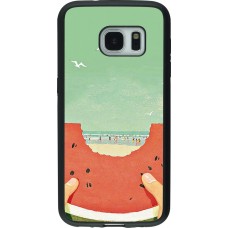 Coque Samsung Galaxy S7 - Silicone rigide noir Views through a watermelon Summer 2026