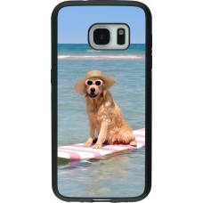 Samsung Galaxy S7 Case Hülle - Silikon schwarz Summer Dog on Paddle
