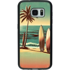 Coque Samsung Galaxy S7 - Silicone rigide noir Surf Paradise