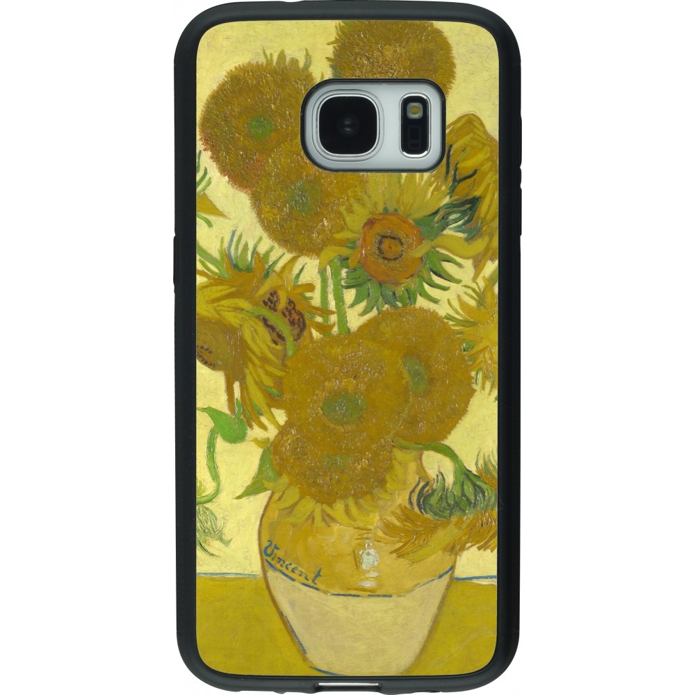 Samsung Galaxy S7 Case Hülle - Silikon schwarz Kunstbild - Sonnenblumen  - Van Gogh