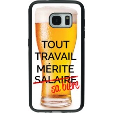 Coque Samsung Galaxy S7 - Silicone rigide noir Tout travail mérite sa bière