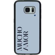 Samsung Galaxy S7 Case Hülle - Silikon schwarz Valentine 2024 mucho amor azul