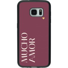 Samsung Galaxy S7 Case Hülle - Silikon schwarz Valentine 2024 mucho amor rosado
