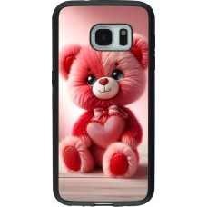 Coque Samsung Galaxy S7 - Silicone rigide noir Valentine 2024 Ourson rose