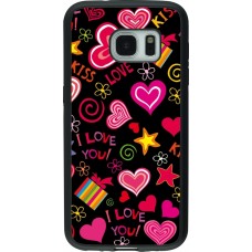 Coque Samsung Galaxy S7 - Silicone rigide noir Valentine 2023 love symbols
