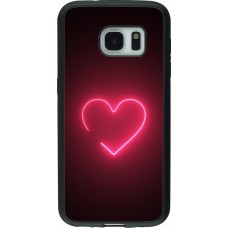 Samsung Galaxy S7 Case Hülle - Silikon schwarz Valentine 2023 single neon heart