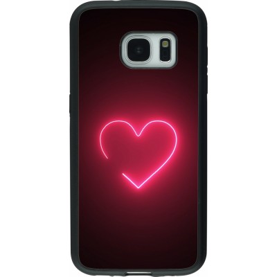 Samsung Galaxy S7 Case Hülle - Silikon schwarz Valentine 2023 single neon heart