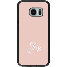 Coque Samsung Galaxy S7 - Silicone rigide noir Valentine 2023 three minimalist hearts