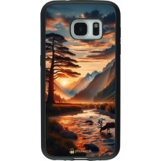 Coque Samsung Galaxy S7 - Silicone rigide noir Valley Sunset Deer Tree