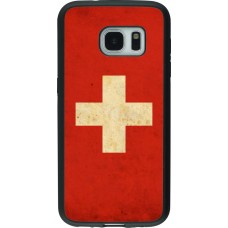 Coque Samsung Galaxy S7 - Silicone rigide noir Vintage Flag SWISS