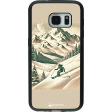 Coque Samsung Galaxy S7 - Silicone rigide noir Vintage Ski Mountain