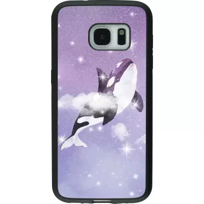 Hülle Samsung Galaxy S7 - Silikon schwarz Whale in sparking stars